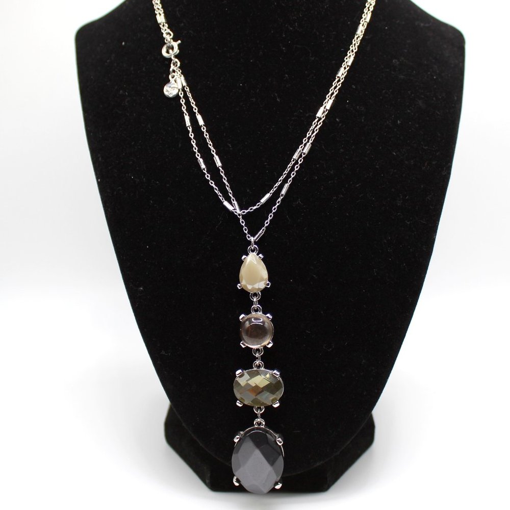 LOFT Long Faceted Pendant, Neutral Colors